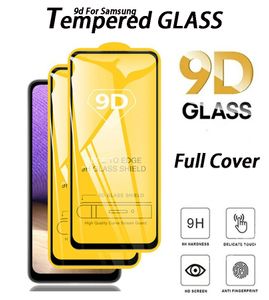 Protecteur d'écran anti-rayures 9D pour Samsung Galaxy S21 S21 FE A13 A23 A33 A53 A73 A12 A22 A32 A42 A52 4G 5G film d'installation facile verre trempé pleine colle