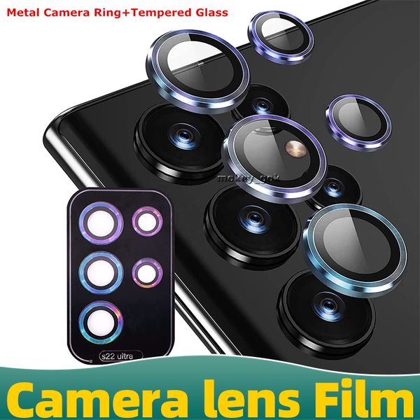 Vidrio templado antiarañazos 9H para Samsung Galaxy S23 Ultra Protector de lente de cámara Anillo de metal Cámara Eagle Eye para Galaxy S23Plus S22