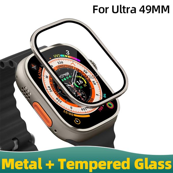 Protector de pantalla de parachoques de Metal de película completa HD antiarañazos para IWatch Ultra vidrio templado de parachoques de Metal para Apple Watch Ultra 49mm