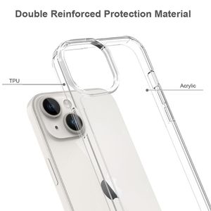 Anti-gekratte transparante telefoonhoesjes voor iPhone 15 14 Plus 13 Pro Max 12 11 XS XR Clear Back Cover TPU PC Beschermingskoffer izeso