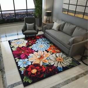 Alfombra antideslizante con estampado 3D de flores para sala de estar, alfombra grande para suelo de estudio, mesa de té, almohadilla para pies, tapete para puerta de vestíbulo, cojín para ventana salediza, fácil lavado 313Q