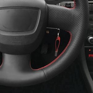 Cubierta del volante de automóviles de cuero artificial negro antideslizante para Audi A4 (B8) 2005-2012 A6 (C6) 2007-2011 Asiento EXEO 2009-2012