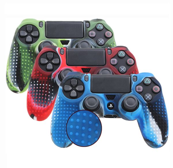 Funda antideslizante camuflaje camuflaje suave tachonado de silicona agarre protector para la piel para PlayStation 4 PS4 Pro Slim Controller Free Ship