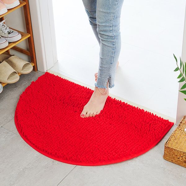 Anti Slip Chenille Doux Tapis De Salle De Bains Super Absorbant Tapis De Bain Tapis De Porte De Sol Barrière De Saleté Demi-Cercle Sols Portes Coussin Tapis Tapis JY0794