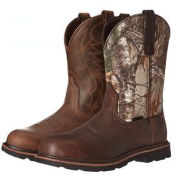 Anti-slip Knight Western Boots Cuir Men Boot confortable Vintage Cowboy Comfort Walking Bottines Bota Footwear 221017 973