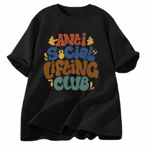 Anti Social Lifting Club Tallas grandes Camiseta retro Mujer Casual Cott Camiseta de manga corta Hombres Camiseta Camiseta Ropa femenina Invierno f3rq #