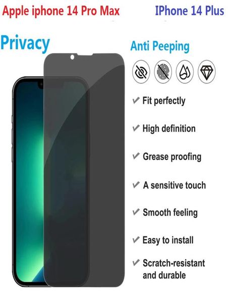 Protecteur d'écran Anti-espion, Film en verre trempé Anti-espion pour Apple iphone 14 Pro Max, confidentialité 5615141