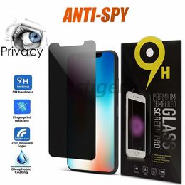 Verre de confidentialité anti-espion pour iPhone 14 13 12 11 PRO MAX XR XS 7/8 PLUS Protecteur d'écran en verre trempé avec emballage