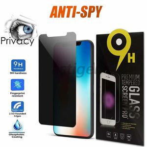 Verre de confidentialité anti-espion pour iPhone 14 13 12 11 PRO MAX XR XS 7/8 PLUS Protecteur d'écran en verre trempé avec emballage