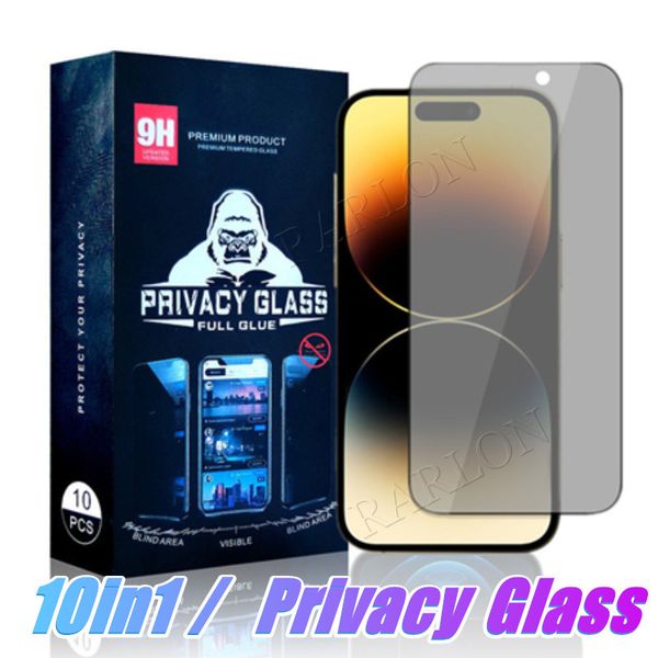 Protector de pantalla de privacidad antiespía Cobertura total de pegamento Película de vidrio templado para iPhone 14 Pro Max 14Plus 13 12 Mini 12Pro 11 XS X XR 8 7 6 Plus con paquete al por menor Precio de fábrica