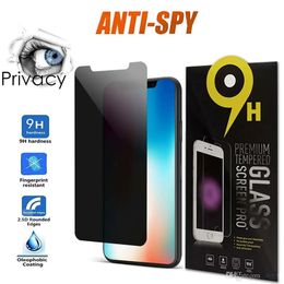Verre trempé anti-espionnage pour iPhone 15 14 13 12 11 PRO MAX XR XS 7/8 PLUS Protecteur d'écran en verre trempé avec emballage