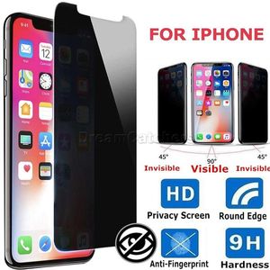 Anti Spy Privacy Gehard Glas voor iPhone 11 12 13 14 15 PRO MAX XR XS 7 8 PLUS X XS Screen Protector met Retail Verpakking