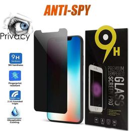 Film de protection d'écran en verre trempé anti-espion pour iphone 15 14 13 12 11 pro max mini X XS XR 7 8 plus avec boîte d'emballage de vente au détail
