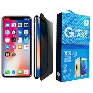 Anti Spy Privacy Tempered Glass Screen Protector voor iPhone 11 12 13 14 Pro Max XR XS 7 8 Plus met Retail Box -pakket DHL UPS FEDEX