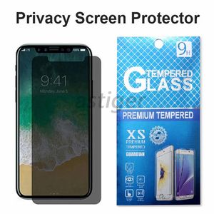 Protecteur d'écran en verre trempé anti-espionnage pour iPhone 11 12 13 14 PRO MAX XR XS 7 8 PLUS avec emballage de boîte de vente au détail