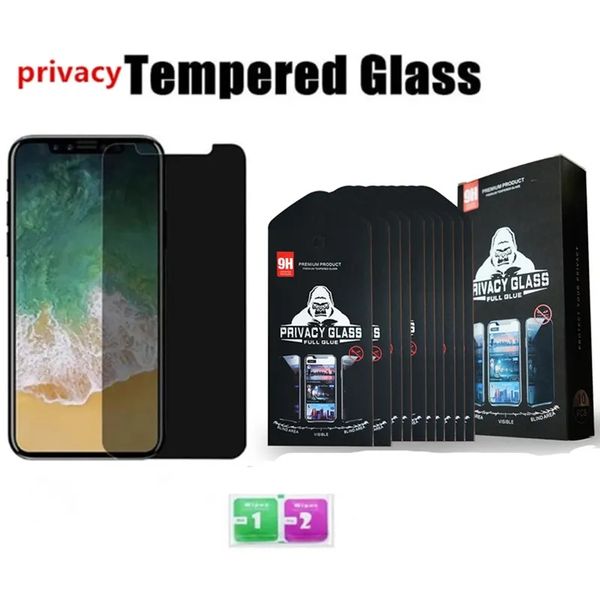 Protector de pantalla de vidrio templado de privacidad antiespía para Huawei Samsung iPhone 11 12 plus 13 14 15 pro max x xr 7 8 plus con paquete Suministro original de fábrica