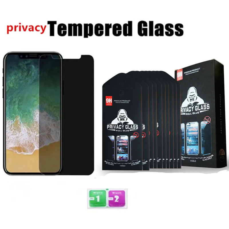 Protetor de tela de vidro temperado com privacidade anti-spy para huawei samsung iphone 11 12 plus 13 14 15 pro max x xr 7 8 plus com pacote