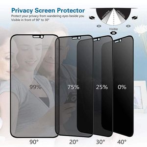 Anti Spy Protectors Peep Privacy Tempered Glass Privé Scherm Bescherming Film Beschermende dekking Cover Shield voor iPhone 15 14 13 Pro Max 12 Mini 11 XR met winkelbox