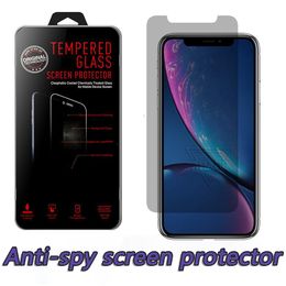 Film de protection d'écran anti-espion invisible en verre trempé pour iPhone15 14 13 12 mini 11 PRO XR XS MAX 7 8 PLUS avec boîte de vente au détail