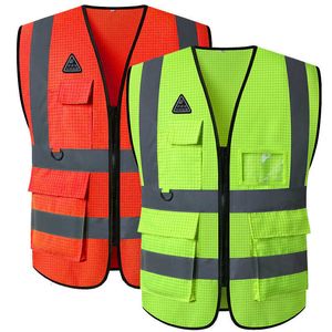 Reflecterend Vest Anti Static Hi Vis Waistcoat Veiligheidsvest Reflecterend met zakken en rits voor mannenstationwerkkleding