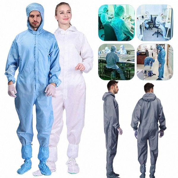 Monos antiestáticos con capucha, mono sin polvo, taller de fábrica, ropa de trabajo para hombre y mujer, trajes protectores de talla grande 4XL B0xe #