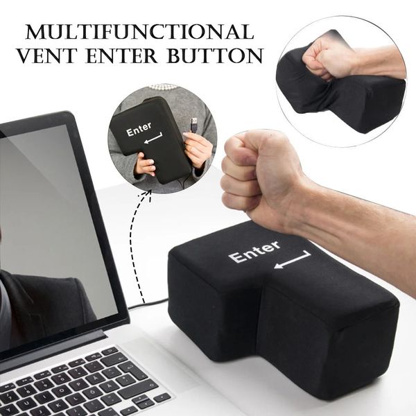 Ordinateur anti-stress énorme Entrez Key Big USB Keyboard Bouton Vent Bouton Oreiller de stress Stress Stress Cushion USB BIG ENTER KEY 240429