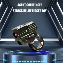 Anti -stress Fidget Paragraaf Ring EDC Metal Push Slider Stress Relief ADHD speelgoed Sensorisch speelgoed voor autisme Gift Box Agent Goldfinger 240512