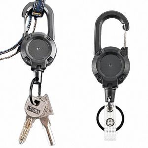 Métal anti-vol Métalle de boucle facile à pull Keychain élastique Clé rétractable Anneau d'identité anti-ski perdu carte 74K9 #