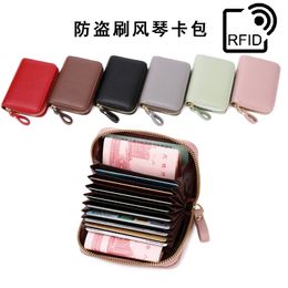 Anti-vol Swipe Card Bags Money Clip Multifonctionnel Zipper Wallet Driver's License Pocket