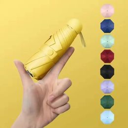 Anti-UV vergrote dual-purpose zon paraplu kleine paraplu uv zonnebrandcrème zwart rubber parasol mini capsule paraplu