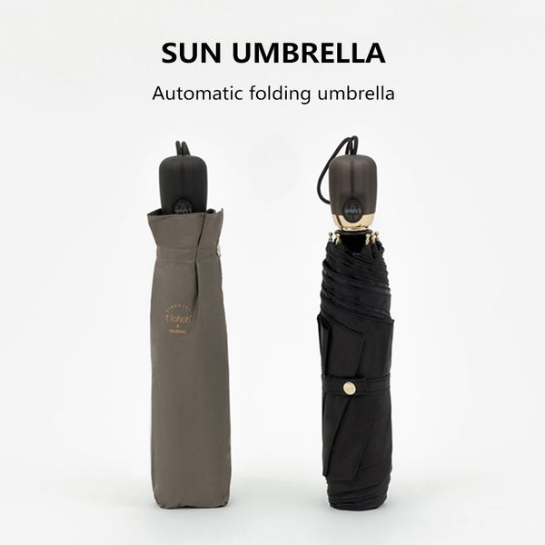 Parapluie Anti-UV pour femmes, Ultra-léger, pliable, automatique, Protection solaire, Parasol, couleurs simples, pluie, pour filles, UPF50 +