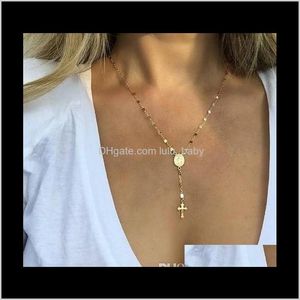 Anti -virus voor vrouwen Virgin Maria Cross Pendant Gold Poled Gift Idea L067T Chokers VBHJ0