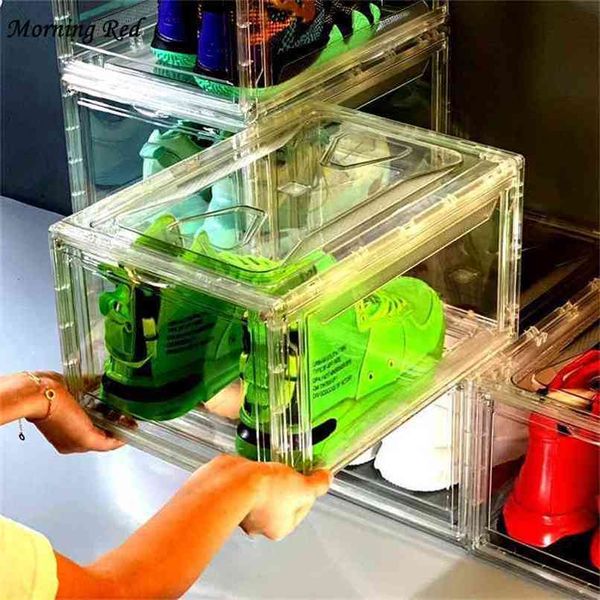 Caja de zapatos antioxidantes HD Sneaker a prueba de polvo Acrílico Deportes Deportes Organizador S Tienda Pantalla Pantalla Moda Productos de Moda 210922