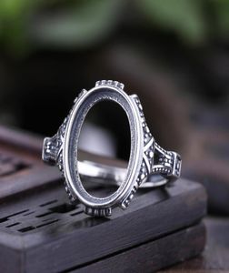 Antiek 925 Sterling Zilver Verlovingsbruiloft Vintage Ring 10x15mm Ovale Cabochon Semi Mount Ring Instelling DIY Steen7741599