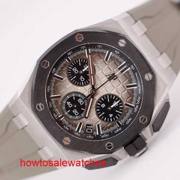 Reloj de pulsera AP antiguo Royal Oak 26420SO Cronógrafo Elefante gris Reloj para hombre Anillo de cerámica de acero Maquinaria automática Relojes de lujo suizos Diámetro completo 43 mm