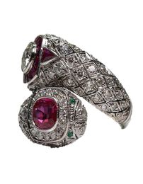 Antieke Art Deco 925 sterling zilveren robijn witte saffier ring jubileumcadeau zeg maat 5 123508573