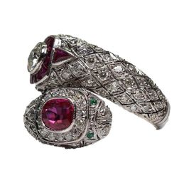 Antiek Art Deco 925 Sterling Silver Ruby White White Sapphire Ring Anniversary Gift Say Maat 5 125548449
