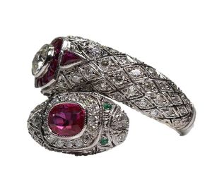 Antique Art déco 925 STERLING Silver Ruby White Sapphire Anniversaire Giftary Say Size 5 124096456