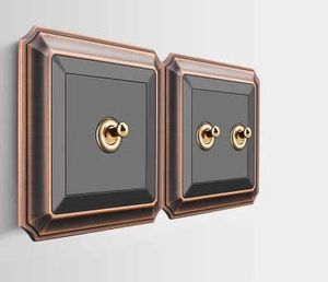 Antieke Black Wall Switch 86 Type Retro Toggle 1 Gang 2 3 4 2 Way 10A 110 V-250V Houten Panel Messing Hendel