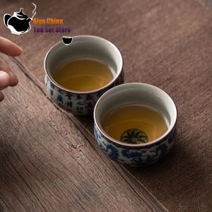 Copa de té azul y blanca antigua taza maestra de cerámica grande tazón de té un solo taza kung fu juego de té chino taza de té china