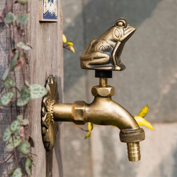 Grifos de lavandería con forma de animal de latón antiguo, grifos de agua para jardín al aire libre, arte en el campo, grifo para uso general montado en la pared, mezclador de fregadero para fregona Ta249Z