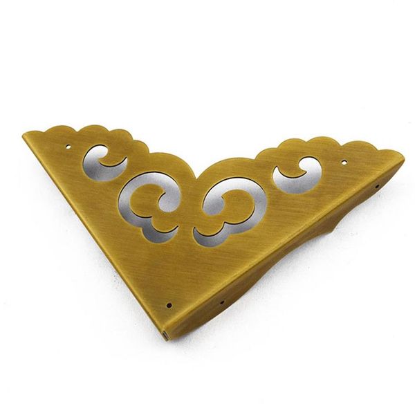 Support d'angle en laiton antique, meuble de bureau, boîte à bijoux, boîte en bois, quincaillerie, coin creux en dentelle, fleur, corner225f