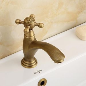 Grifo de lavabo montado en cubierta de latón antiguo, grifo mezclador de Solo Frío, grifo de lavabo de Solo Frío, S79-356252f de baño