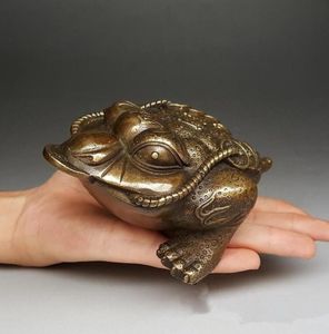 Antique bronze cuivre trois pieds sept chanceux crapaud feng shui ornements artisanat cadeau ornements décoratifs ameublement antique