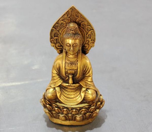 Antique bronze guanyin bodhisattva statue maison feng shui décoration guan yin lotus bronze statue pur cuivre artisanat