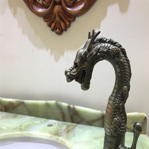 Robinet mitigeur dragon en bronze Antique, poignée à trou unique, salle de bains, lavabo, lavabo, robinet de luxe monté sur le pont, tap211A