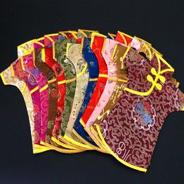 Antigo estilo chinês capa de garrafa de vinho saco de natal decoração de mesa tecido brocado de seda saco de vinho tinto garrafa bolsa caber 750ml 100193e