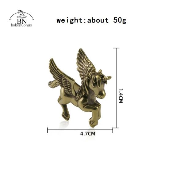 Animales de cobre antiguo Europa Mitoológica Valientes tropas Caballo Haz unicornio Hoof lindo adorno de latón
