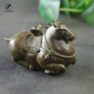 Antiek koperen paard klein standbeeld bureaublad ornament Animal Figurine Writing-Brush Washer Living Room Home Decorations Accessoires