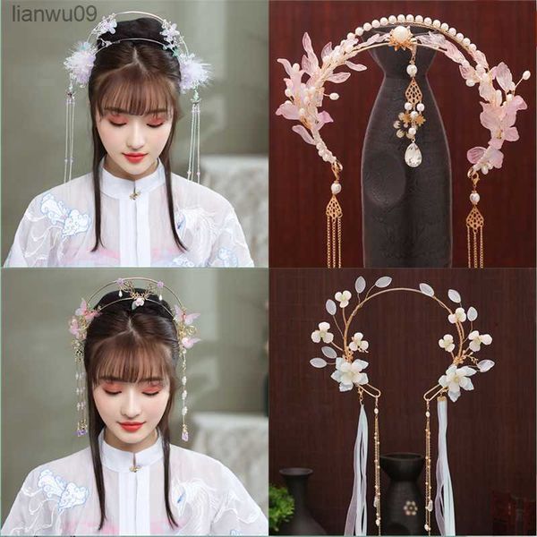 Antique hanfu coiffure gland étape secouer cheveux cerceau super soie fleur couronne cheveux accessoires L230704